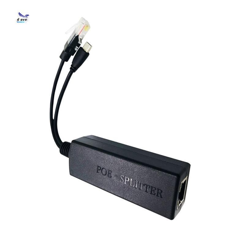 Cabo Divisor PoE Tipo C 100M 5V 3A 10/100Mbps TYPE Power over Ethernet Splitter Com Porta RJ45 E