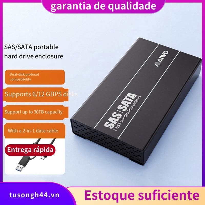 Gabinete De Disco Rígido Externo SAS/Sata 2.5/3.5 Polegadas HDD Case Para Type-C Dock Suporte Max 30T/SSD Disk jimarnold
