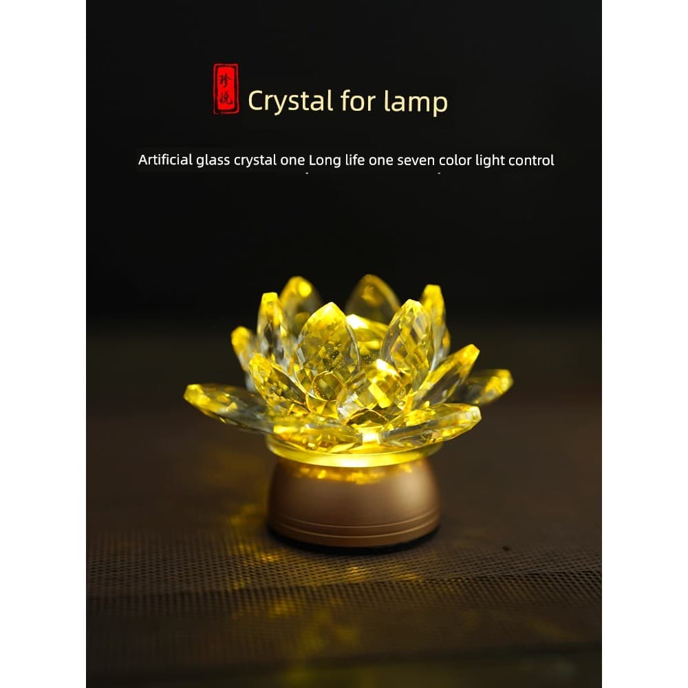 🔥 Luminária LED​ 🔥 Objeto Religioso​ Lâmpada de Lótus Economia de Energia 2024 Nova Lâmpada De Lótus De Cristal Mesa D