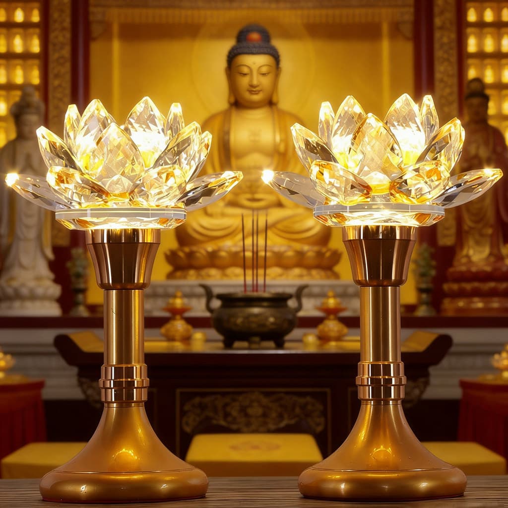 🔥 Luminária LED​ 🔥 Objeto Religioso​ Lâmpada de Lótus VENDA QUENTE Lâmpada De Lótus De Cristal Colorido Bodhisattva Vi