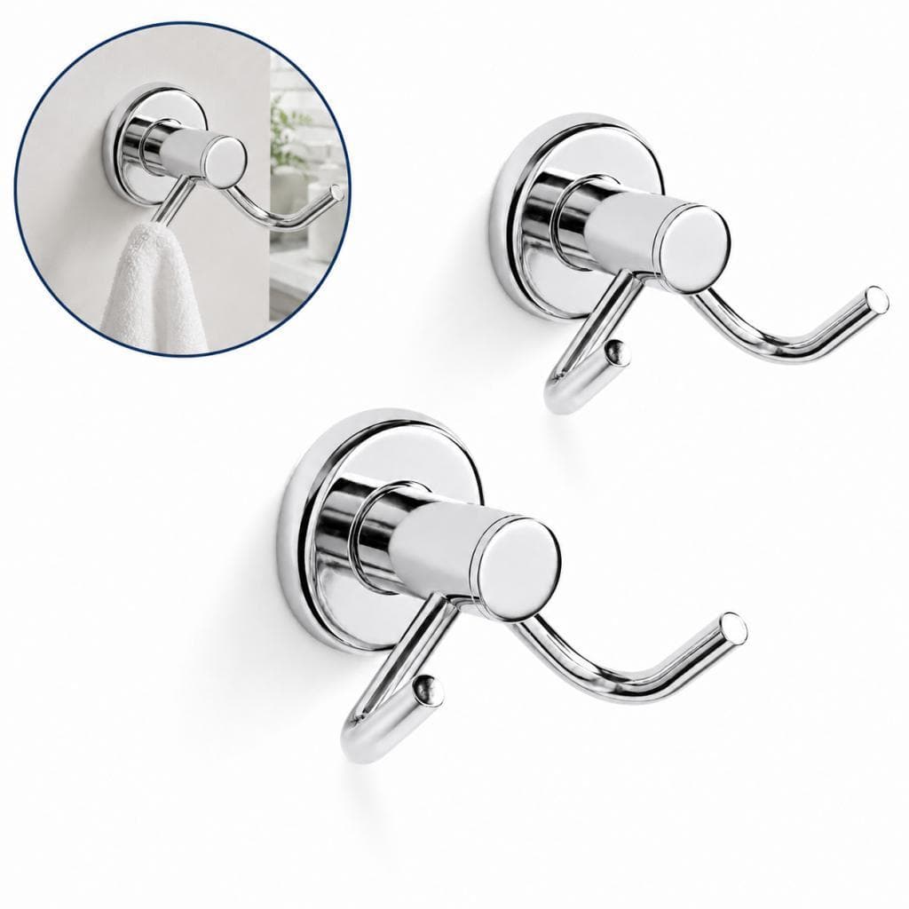 Kit 02 Cabide Duplo Inox P/ Banheiro Gancho Toalheiro De Parede FIxação Dupla