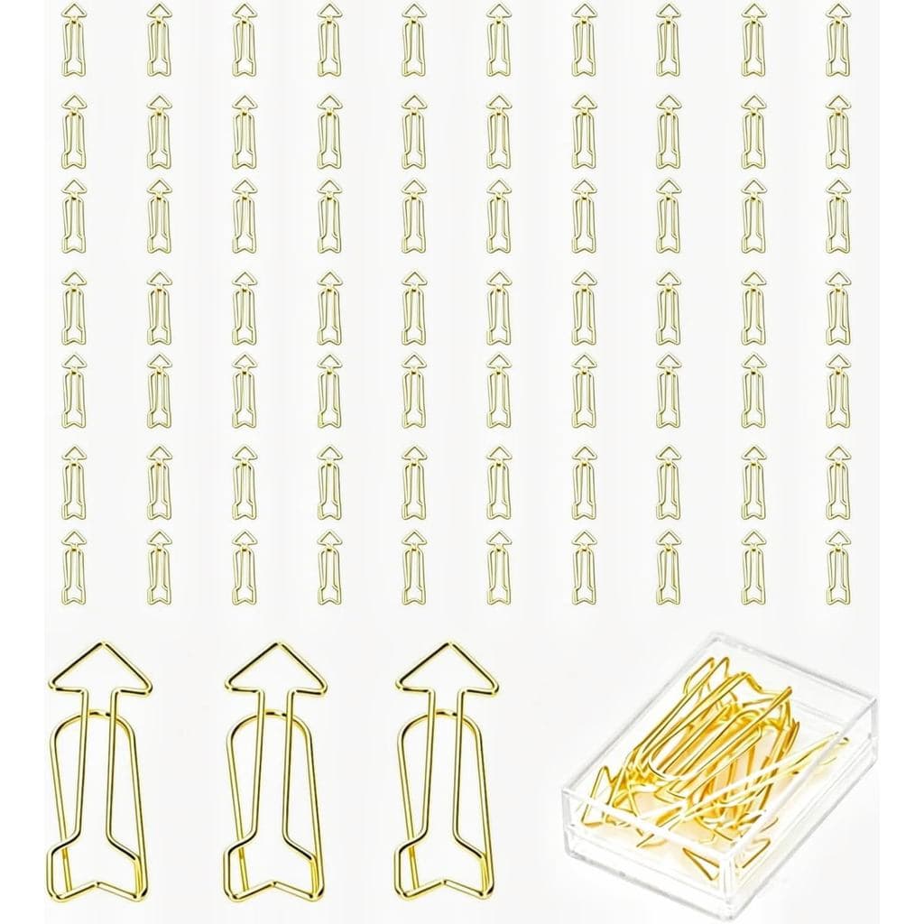 2 pacotes de clipes de papel dourados, 100 unidades de clipes de papel decorativos de metal galvanizado, em formato de f