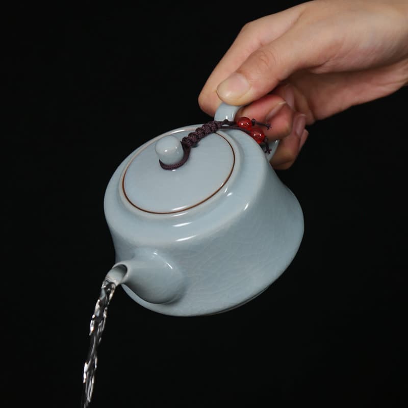 Bule Ru Kiln com esmalte craquelado, bule artesanal para uso doméstico, conjunto de chá kung fu em cerâmica com