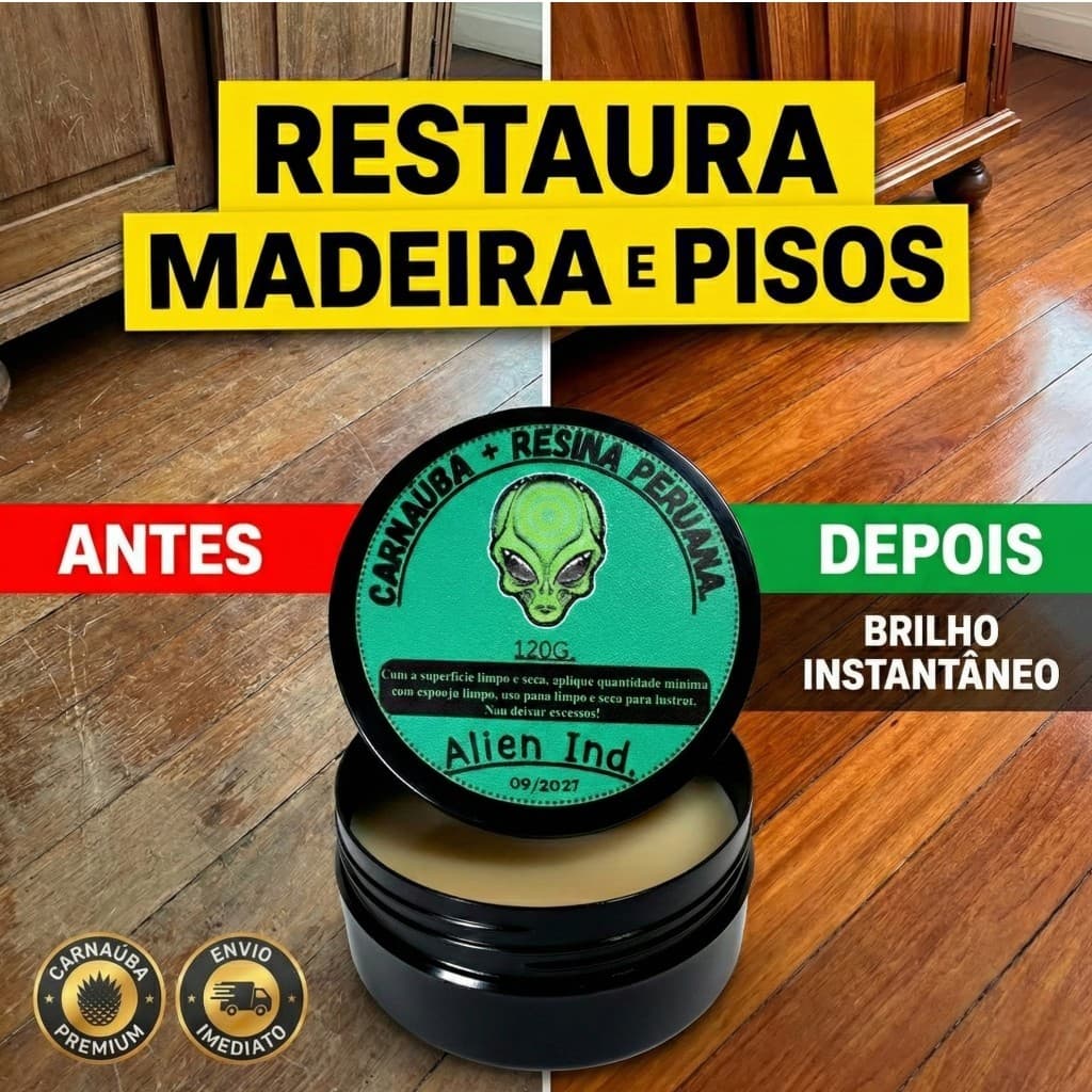 Cera Alien Ind. Restauradora P/ Madeira, Piso, Móveis Carnaúba