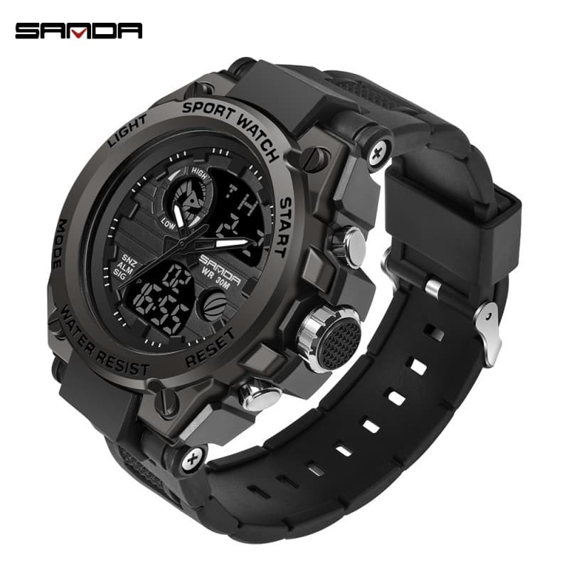 SANDA LED De Quartzo À Prova D'água De Luxo Masculino Com Relógio De Natação Multifuncional