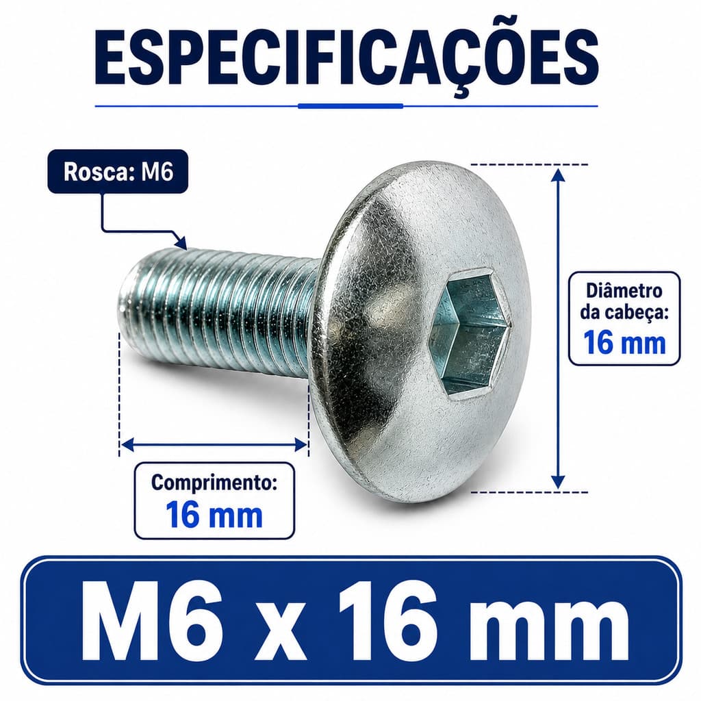 Conjunto Parafuso M6 x 16 mm + Chave Allen, Peça de Reposição Original Para Todos os Modelos de Cadeira Dobrável
