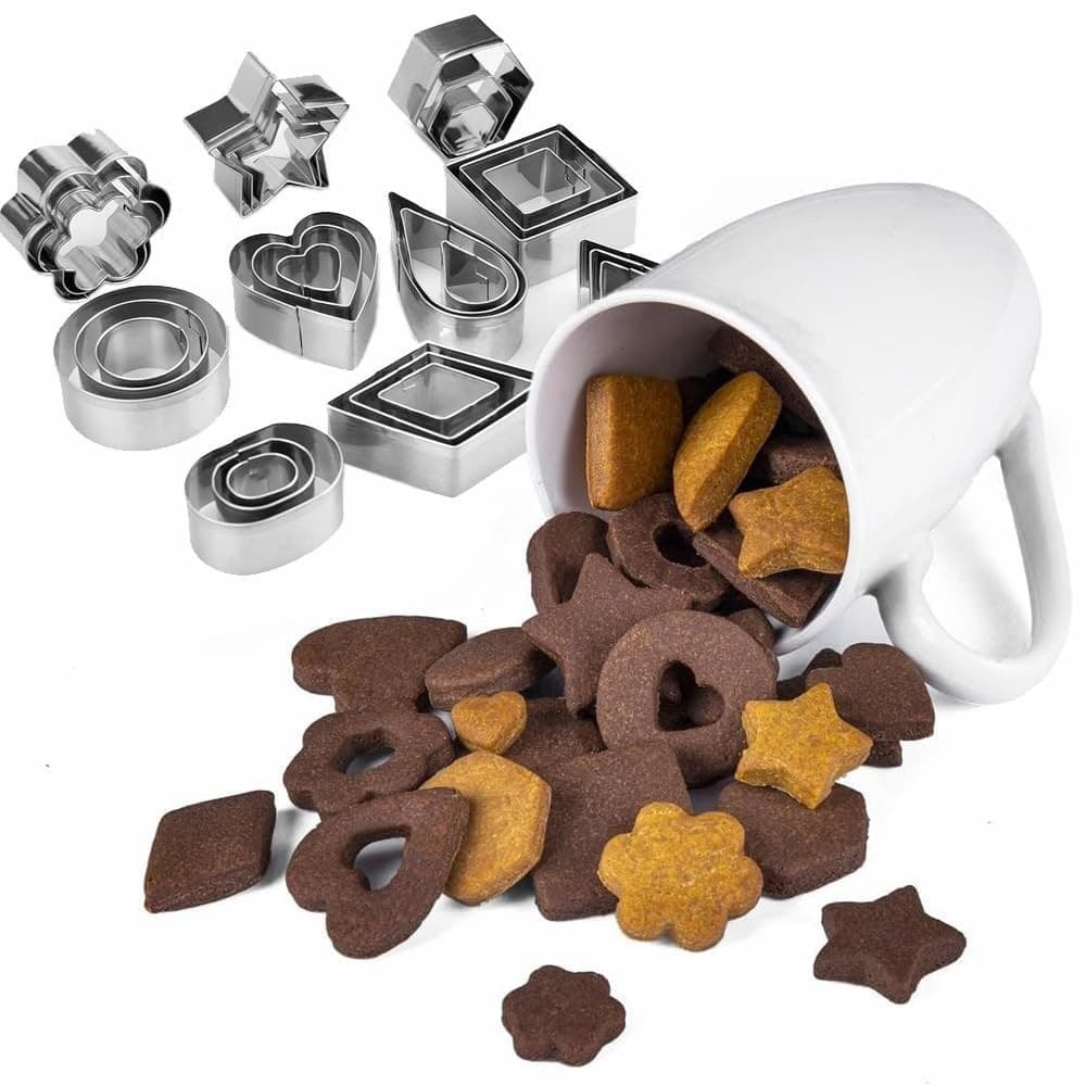 Conjunto de 30 formiha cortadores de biscoitos de aço inoxidável formas variadas e anéis de mousse