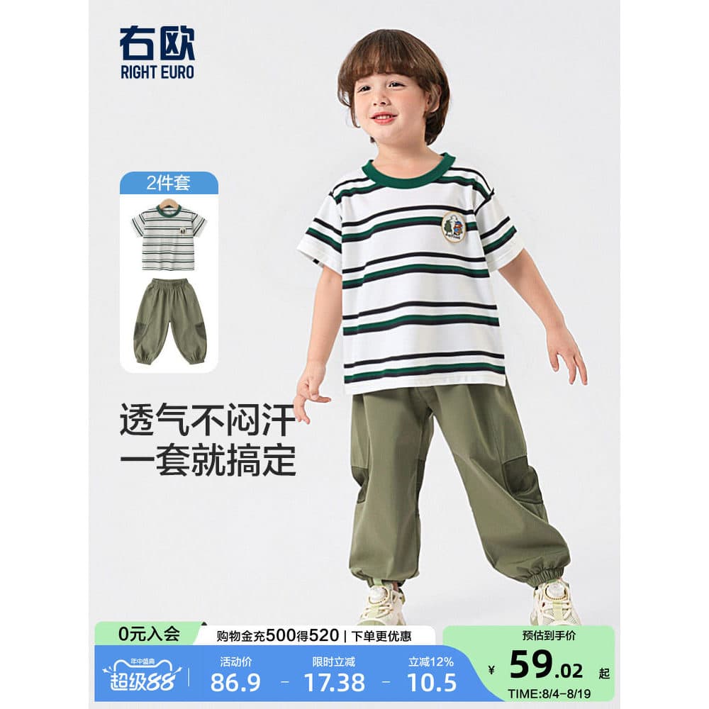 Direito europeu roupas infantis meninos ternos de verão roupas infantis roupas de verão novo estilo meninas camiseta de
