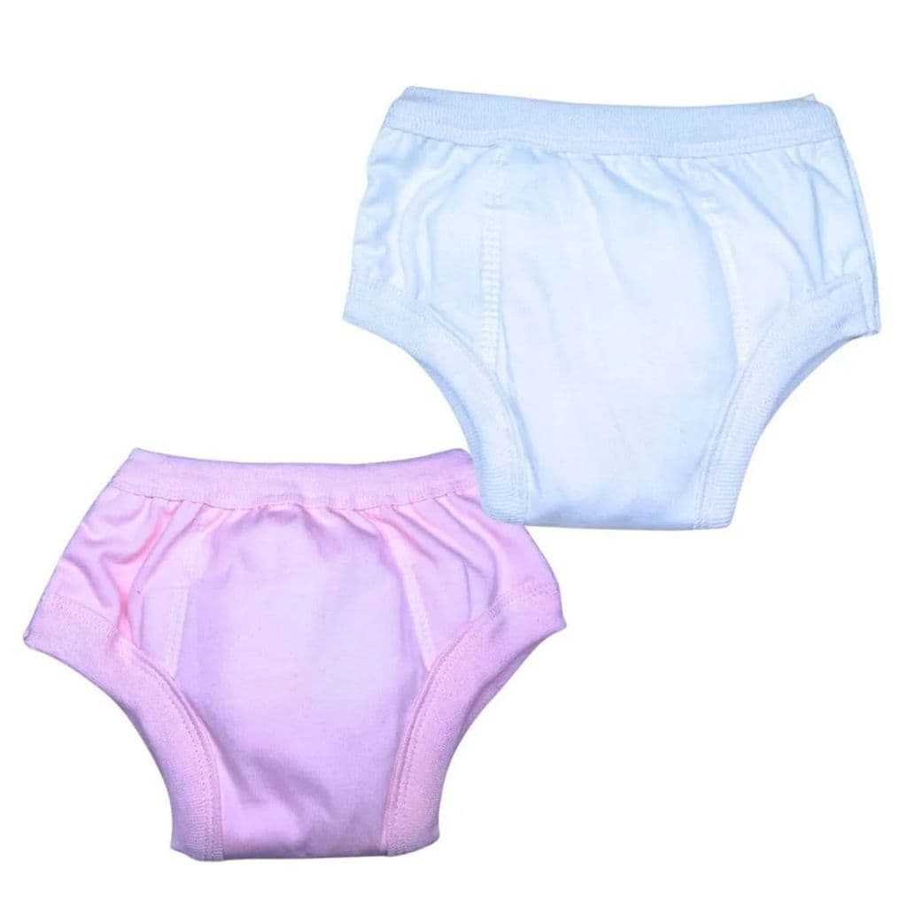 Calcinhas Desfralde Bebê Algodão Impermeável Kit2  Rosa/Brnc