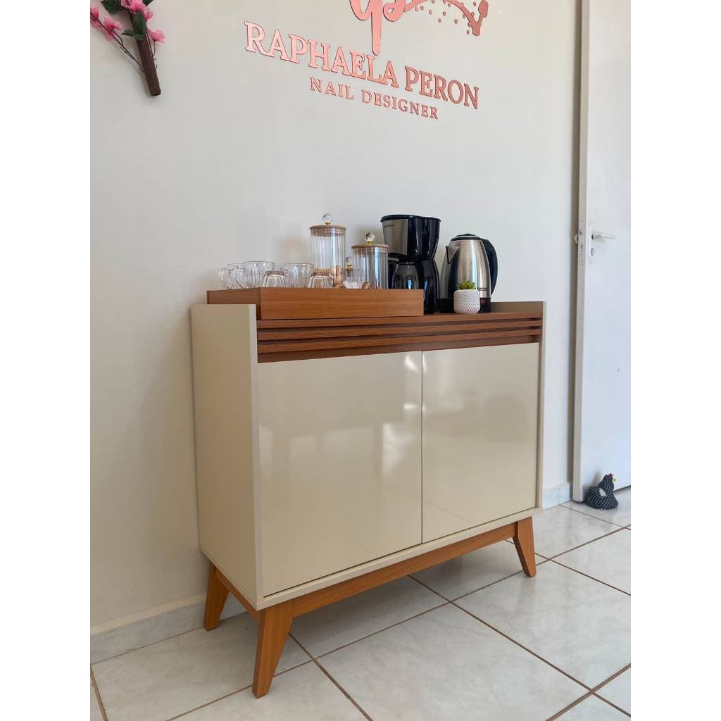 Buffet 2 Portas Cantinho do Café + Bandeja Porta Xícaras Café na Cama Aparador para Recepção  - Moveis & Estilo