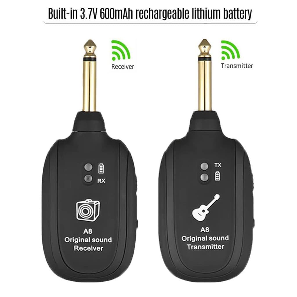 Miwayer A8 Sistema Sem Fio 2.4G para Guitarra e Baixo - Áudio HD em Tempo Real, Ultra Baixa Latência.