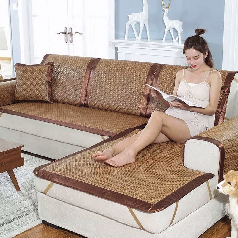 [Novo produto] verão gelo seda Rattan tapete sofá almofada verão respirável legal tapete almofada legal não gelo antider