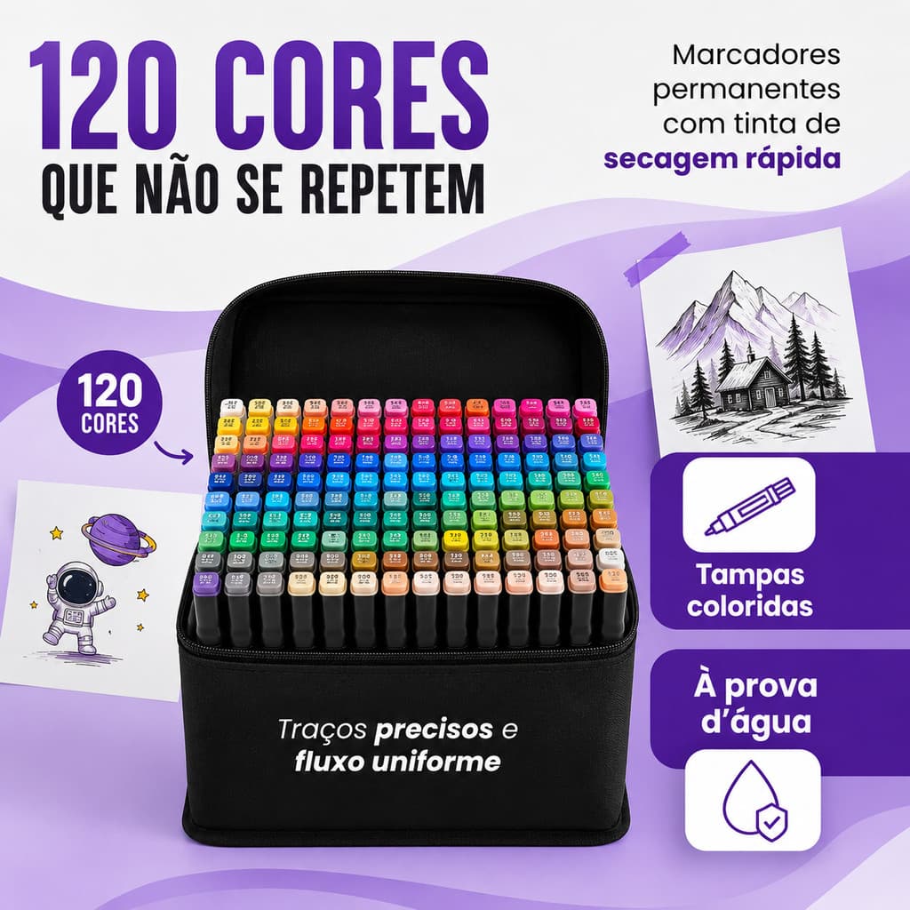 120 Cores Touch Marker Caneta Marcadora Com Ponta Dupla/Pintura De Arte/Aquarela/Material Escolar/Escritório