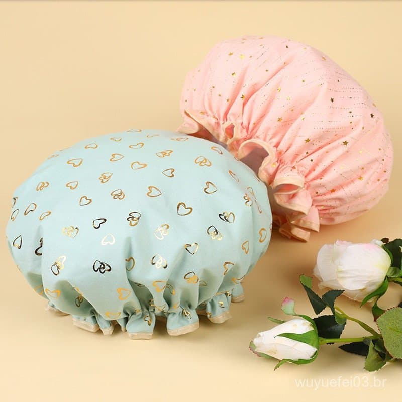 Touca De Cabelo Ajustável E De Dupla Camada À Prova D'água/Chapéus De Chuveiro Femininos Elásticos Reutilizáveis