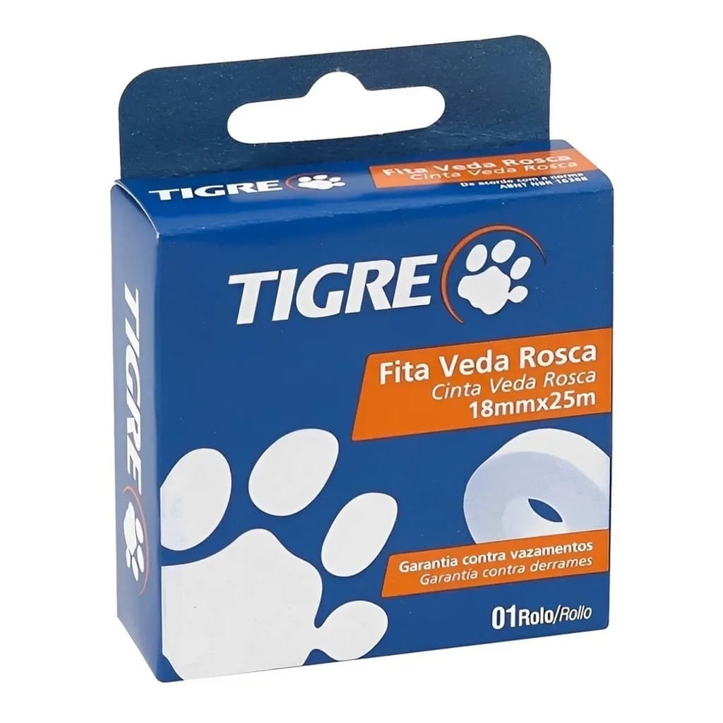 Fita Veda Rosca Para Vedação Teflon Tigre 18mmx25m Azul-mari