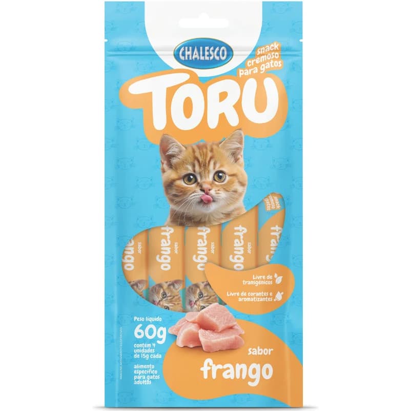 Petisco Cremoso Chalesco Toru para Gatos Adultos sabor Frango 60g C/4 UN