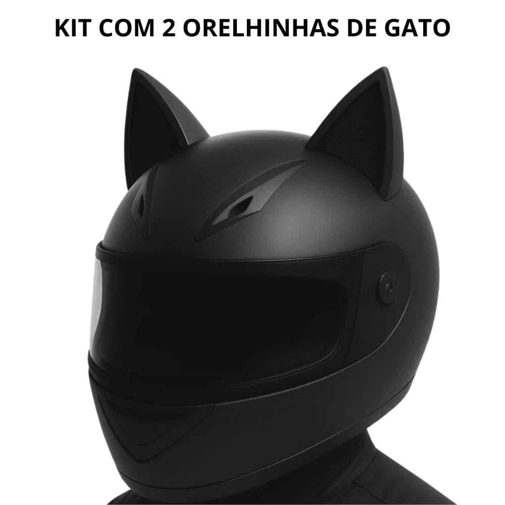 Par de Orelhinhas de Gatinho para Capacete Universal Moto Bike com Fita Dupla Face