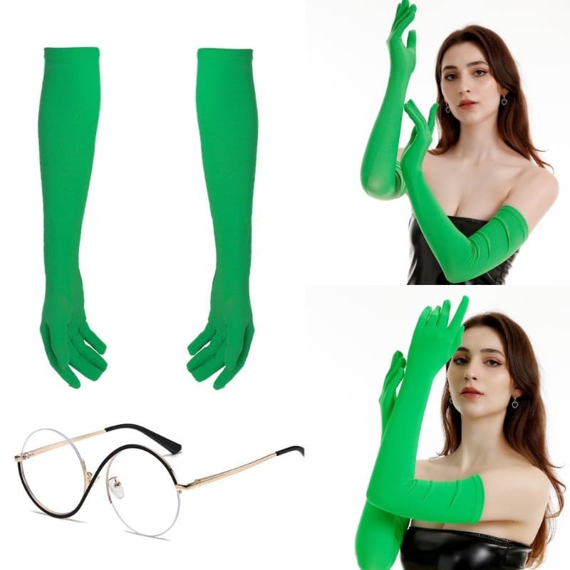 Conjunto de Fantasia Cosplay com Óculos Verdes Elphaba