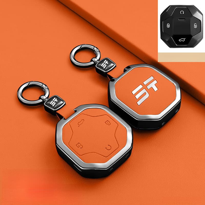Capa para Chave de Carro para JETOUR C-DM T1 T2 L9, Capa Protetora de Liga de Zinco com Chaveiro