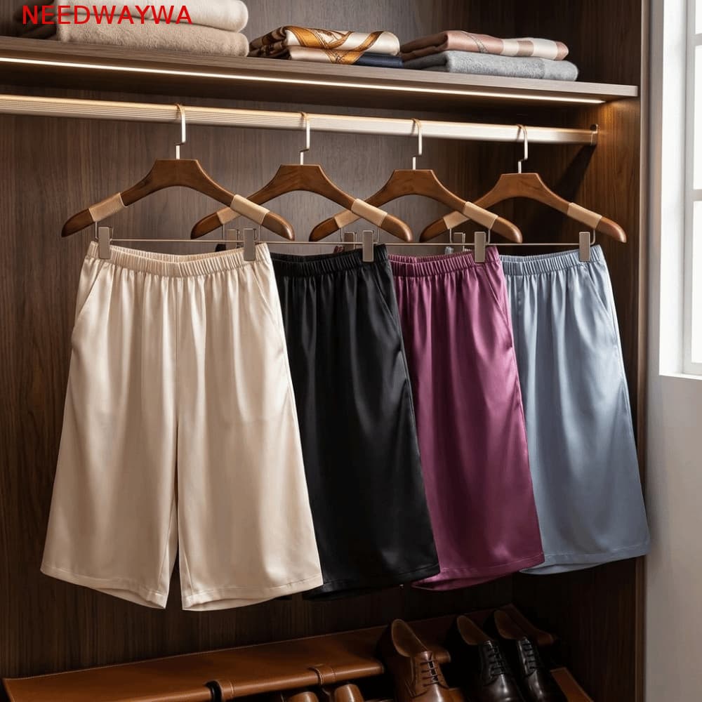Calças De Dormir Masculinas NEEDWAYWA , Pijama Confortáveis Com Cintura Elástica E Gelo , Shorts Masculinos Respiráveis