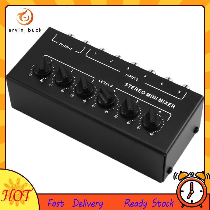Mixer Passivo Estéreo De 6 Canais De Áudio Portátil 6 Em 2 Saídas Distribuidor De Controle De Volume Sem Necessidade De