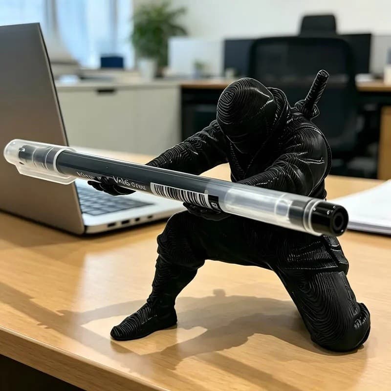 Suporte de Canetas Ninja Impresso em 3D para Mesa, Estatueta Única, Organizador de Papelaria, Decoração de Mesa, Artesan