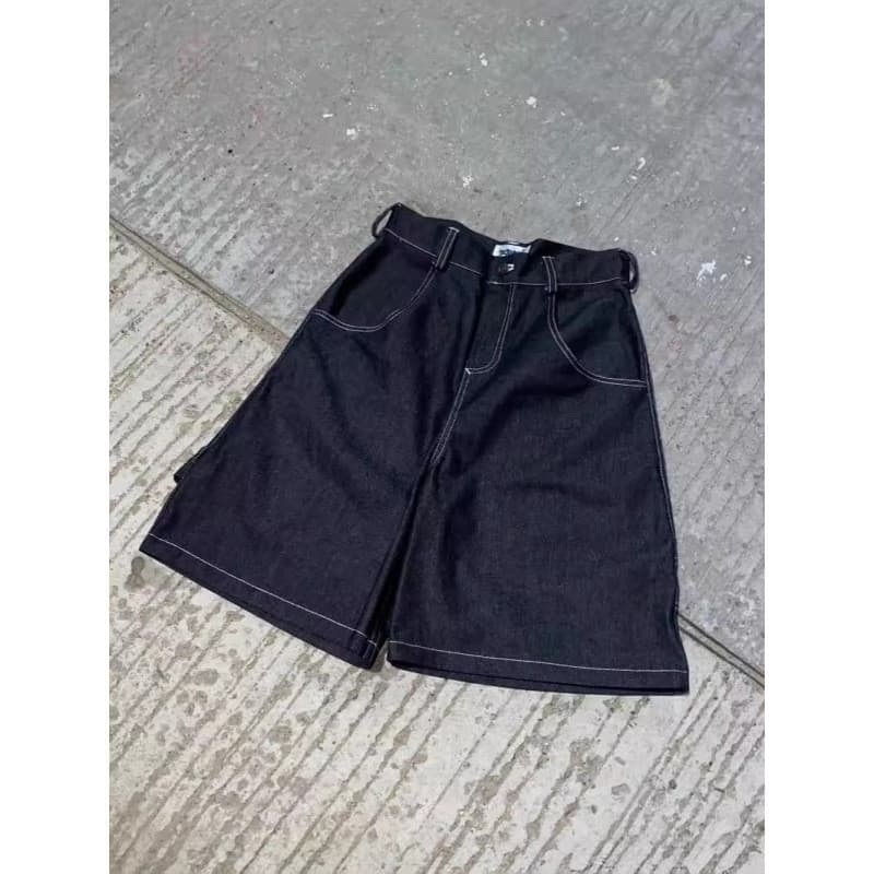 Roupas de rua shorts Y2K calças Hip Hop carta padrão Retro solto Jeans shorts masculino shorts de algodão
