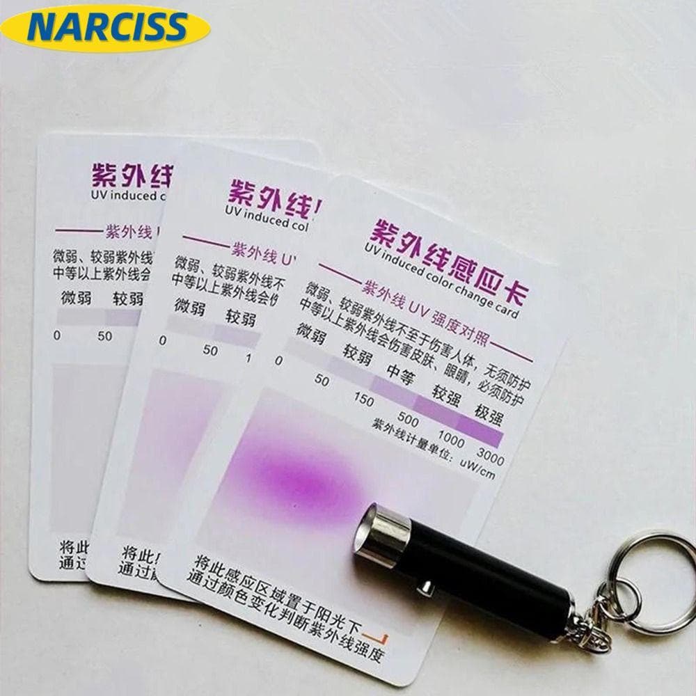 NARCISSUSPW 1/5/10PCS Cartão De Proteção Solar , Sensor UV Reutilizável De PVC , Papel De Teste Fácil De Transportar