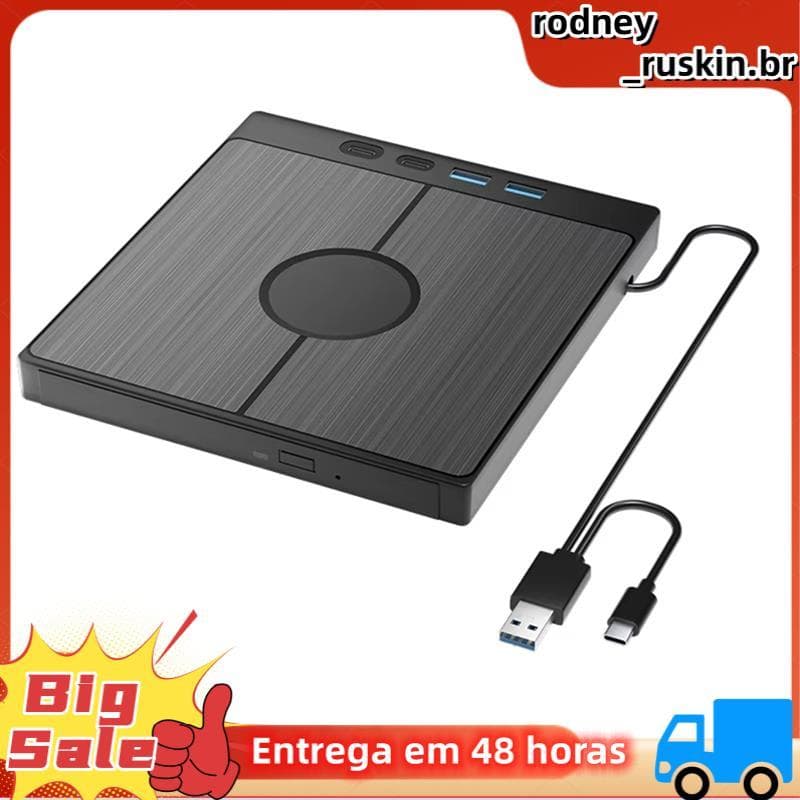 Unidade Óptica Externa De Raio Azul , Portátil , Reprodutor De Bluray , CD , DVD , Gravador , Leitor Para PC , Laptop