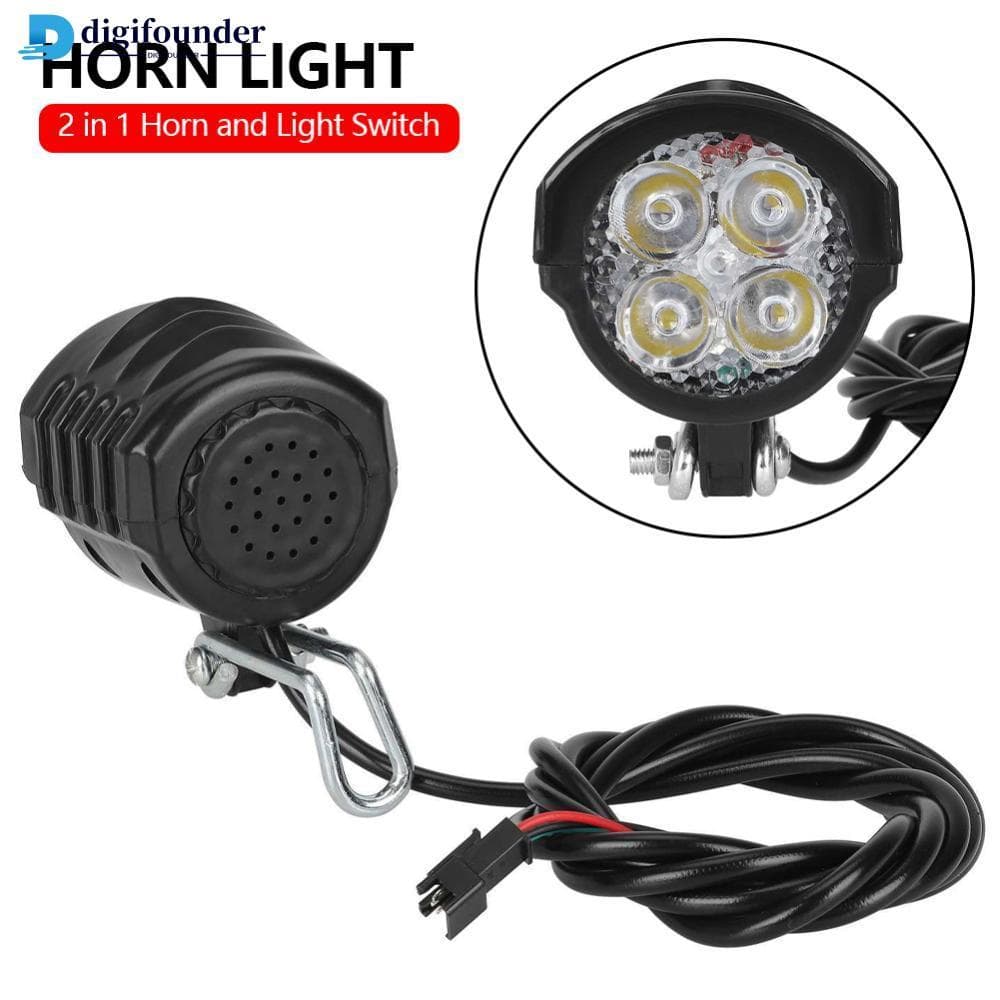 DIGIFOUNDER 36V 48V 60V E-Bike Horn Light Bicicleta Elétrica 4 LED Farol 12W 18W 2 Em 1 Buzina Luz Lanterna De À Prova D