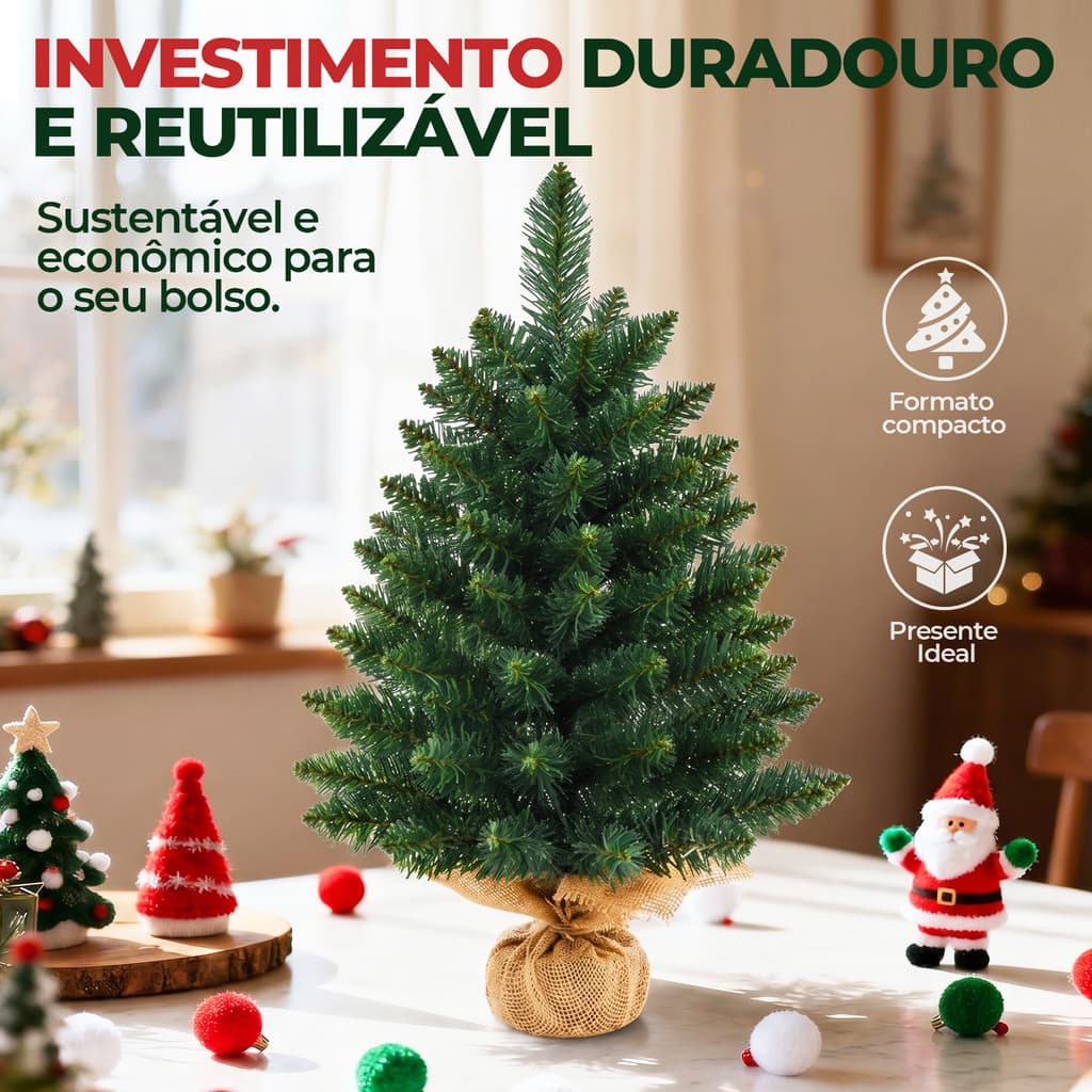 Árvore De Natal 60 Ganhos Mini Pinheiro 45 60Cm Decoração Nevada Com Base Enfeite Natalino