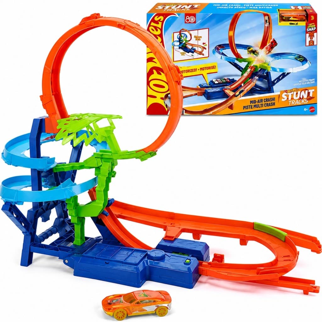 Pista De Carrinhos Hot Wheels Brinquedo Choque Colisão Multi Aéreo + Carrinho Original Mattel JFD12