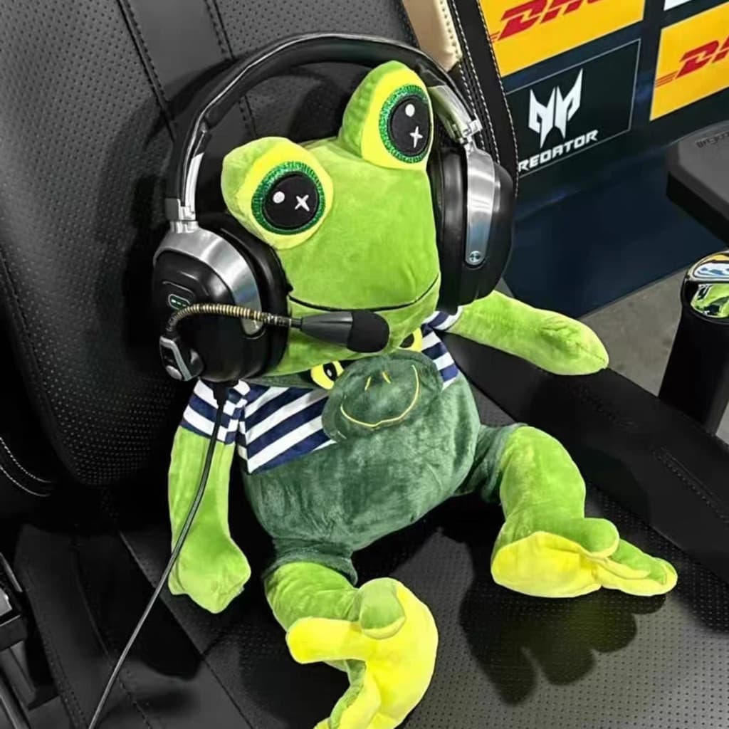 Sapo treinador boneca competição de jogos fone de ouvido sapo brinquedo de pelúcia boneca Ragdoll travesseiro presente d