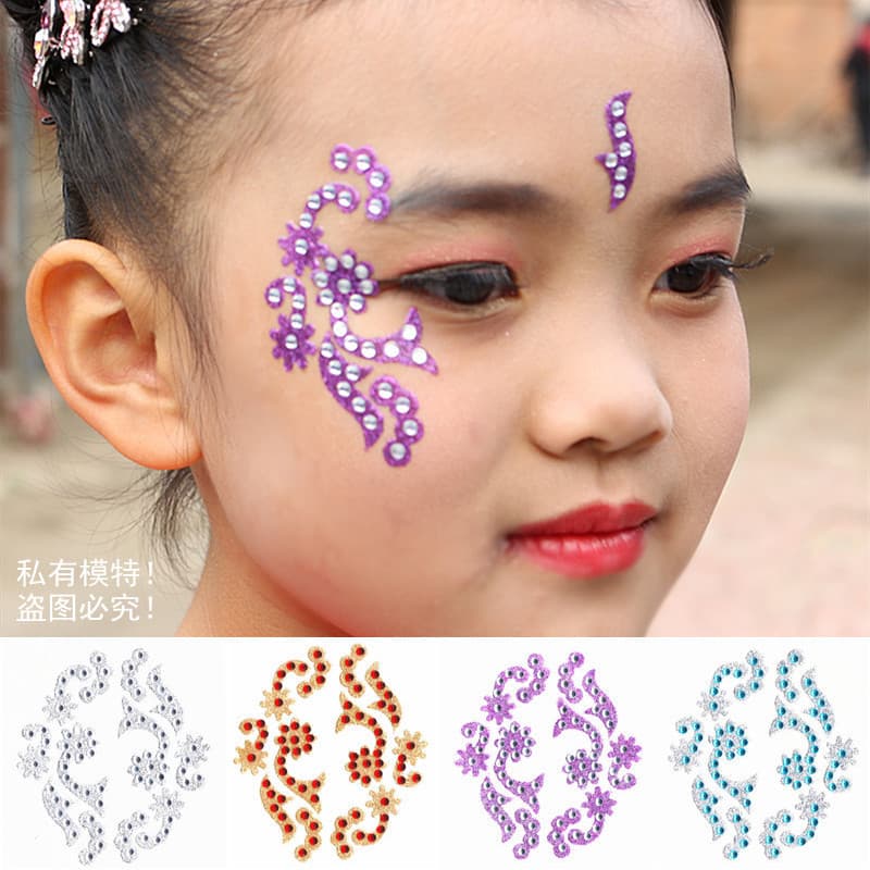 Estilo de arte glitter diamante olho canto adesivo olho adesivo rosto palco lantejoulas glitter testa adesivo sobrancelh