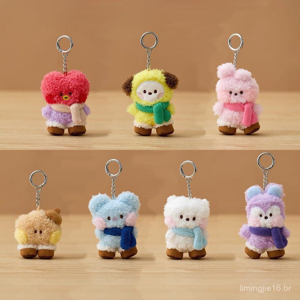 Bt21 bts Cachecol Botas de Neve Boneca de Pelúcia Pingente Chaveiro de Pelúcia