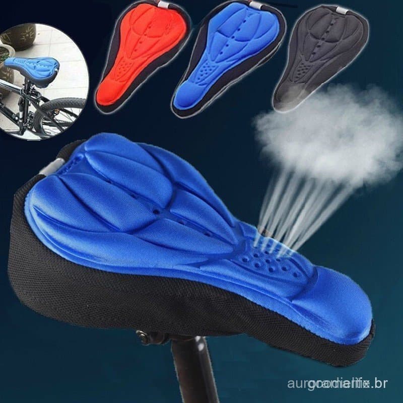Capa Almofada para Selim Banco Bicicleta Gel 3D Confortável Ajustável Flexível Prática de Ciclismo