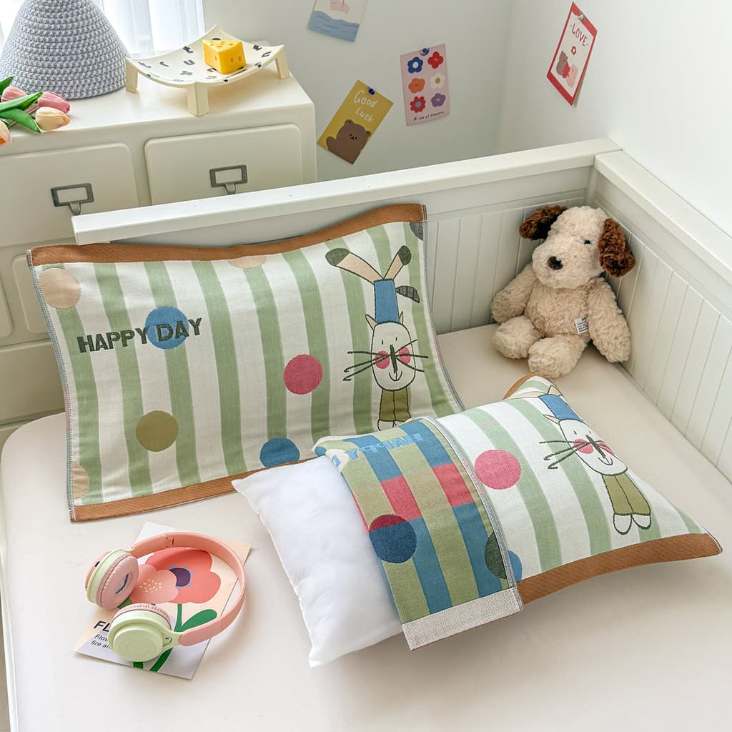 Capa de almofada de algodão infantil, pacote de um par, 40*60cm, algodão puro, classe A, bebê, quatro camadas, gaze, cap