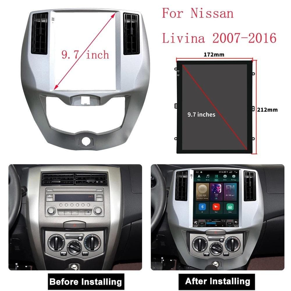 9.7 Polegada Fascias Para Nissan Livina 2007-2016 Rádio Do Carro Estéreo 2 Din Unidade Principal GPS MP5 Android Player