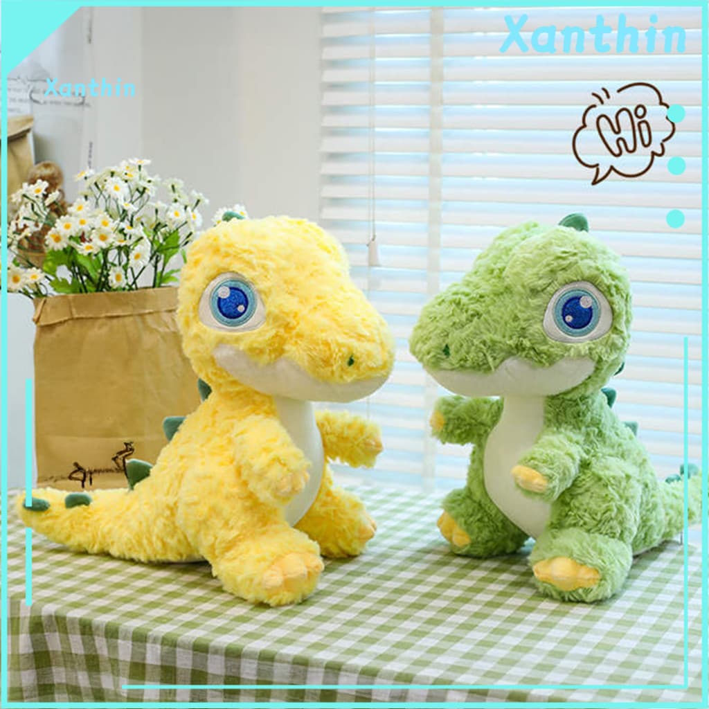 Yellow Green Dinosaur Toy Cute Plush for Kids – Soft Stuffed Dino Pillow Huggable Plushie Perfect Birthday Gift and Be