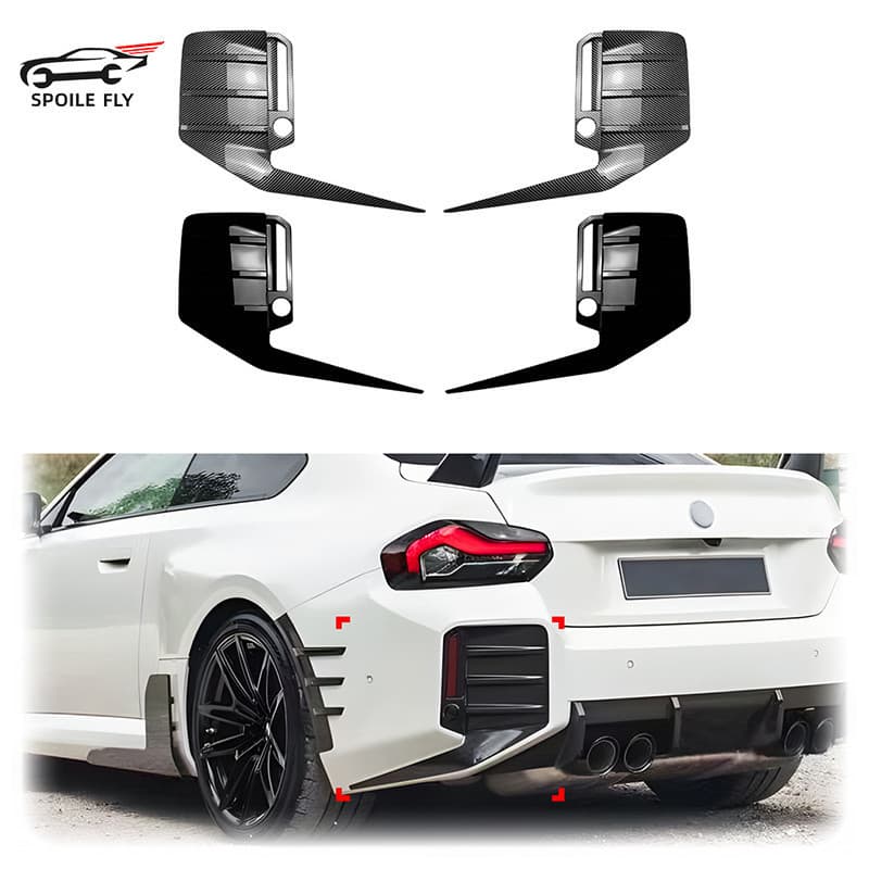 MP Estilo ABS Lâmpadas De Nevoeiro Sombra Para BMW M2 G87 2023 2024 + Capôs Luz Traseiro Do Carro Preto Brilhante Fibra