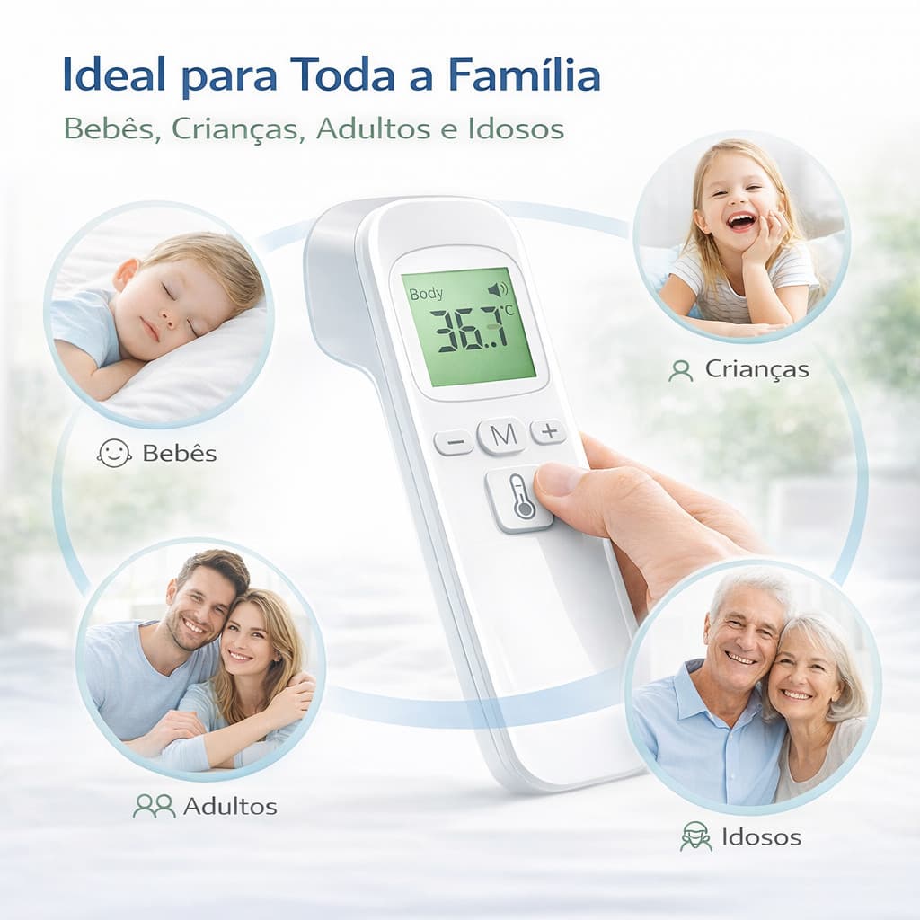 Termômetro Infravermelho sem Contato Digital de Testa Febre Infantil Silencioso Medidor de Temperatura Bebê