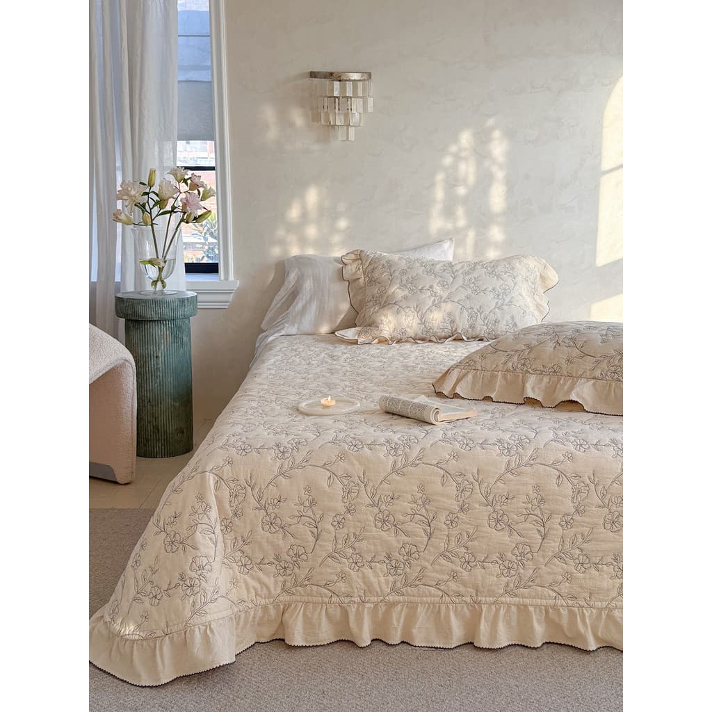 Novo estilo Oriental estética algodão linho capa de cama de peça única engrossado lençol acolchoado linho 2026 primavera