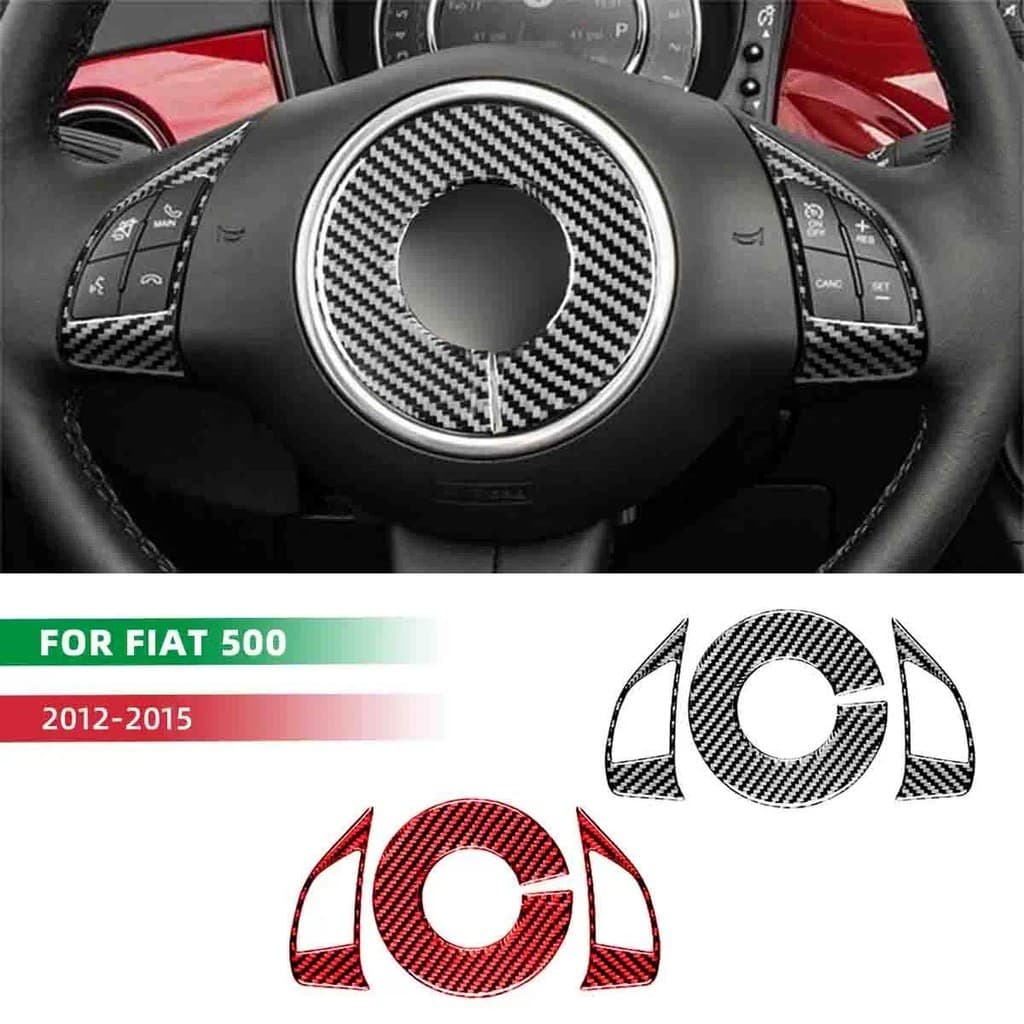 3 Pçs/Sat Fibra De Carbono Interior Do Carro Moldagem Volante Acento Capa Guarnição Adesivo Para Fiat 500 2012-2015 Aces