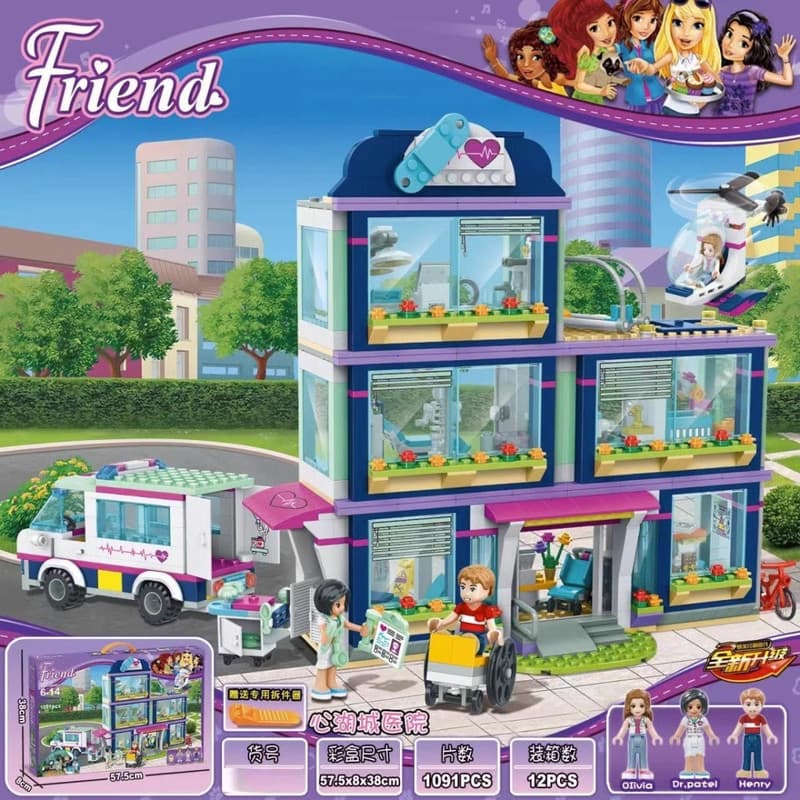 Compatível com blocos de construção Lego Bons amigos Heartlake City Hospital Girls montagem de blocos de construção para