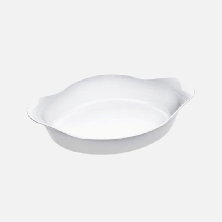 Travessa Oval Marinex 1 L em Vidro Opaline Branco - Kit com 6 Unidades
