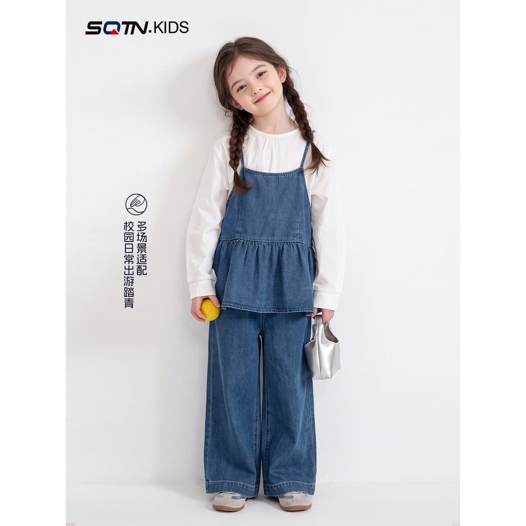 Terno jeans para meninas 2026 outono novo estilo terno de três peças infantil moda moda estudantes do ensino médio menin