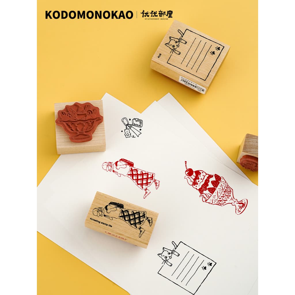 Japão Japão Japão KODOMO NO KAO Selo de madeira NI LOVE STAMP Série Manual Selo 1630