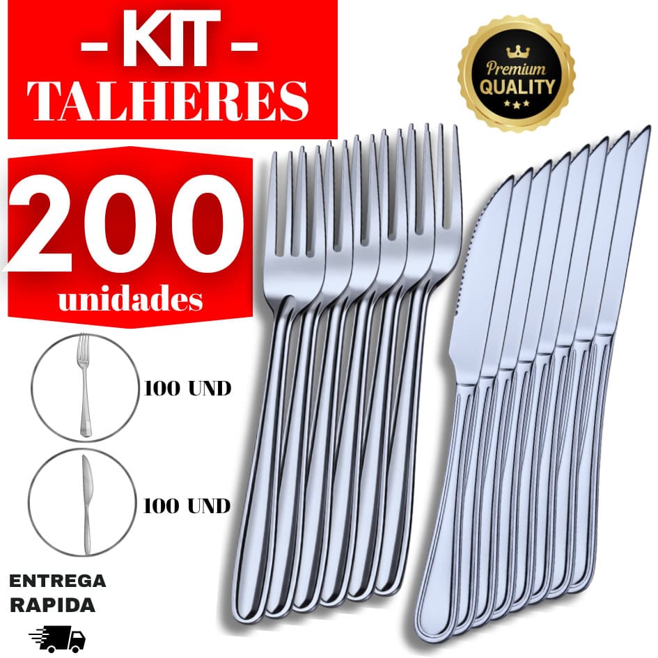 Jogo Talheres de Mesa, Garfos e Facas Inox Resistente Cozinha Restaurantes Atacado Buffet Talheres Faqueiro Churrascaria