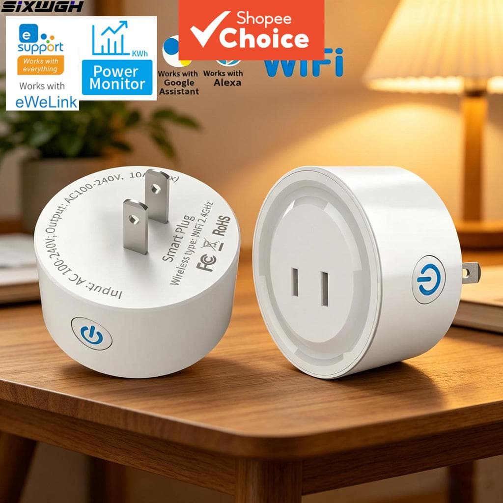 Tomada Inteligente WiFi Plana De 2 Pinos Ewelink APP Eua Plug Funciona Com Alexa E Google Home Controle De Voz
