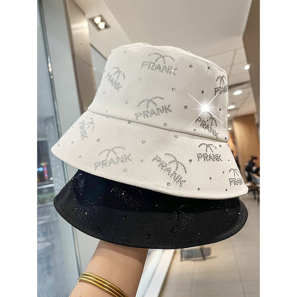 Chapéu de sol feminino primavera verão versão coreana moda all-match na moda strass balde chapéu feminino chapéu de sol